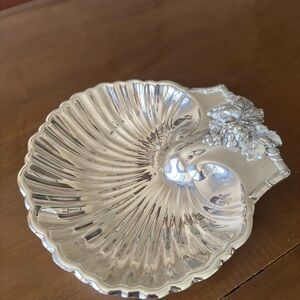Reed & Barton Silver Shell Serving Dish with Grape Motif